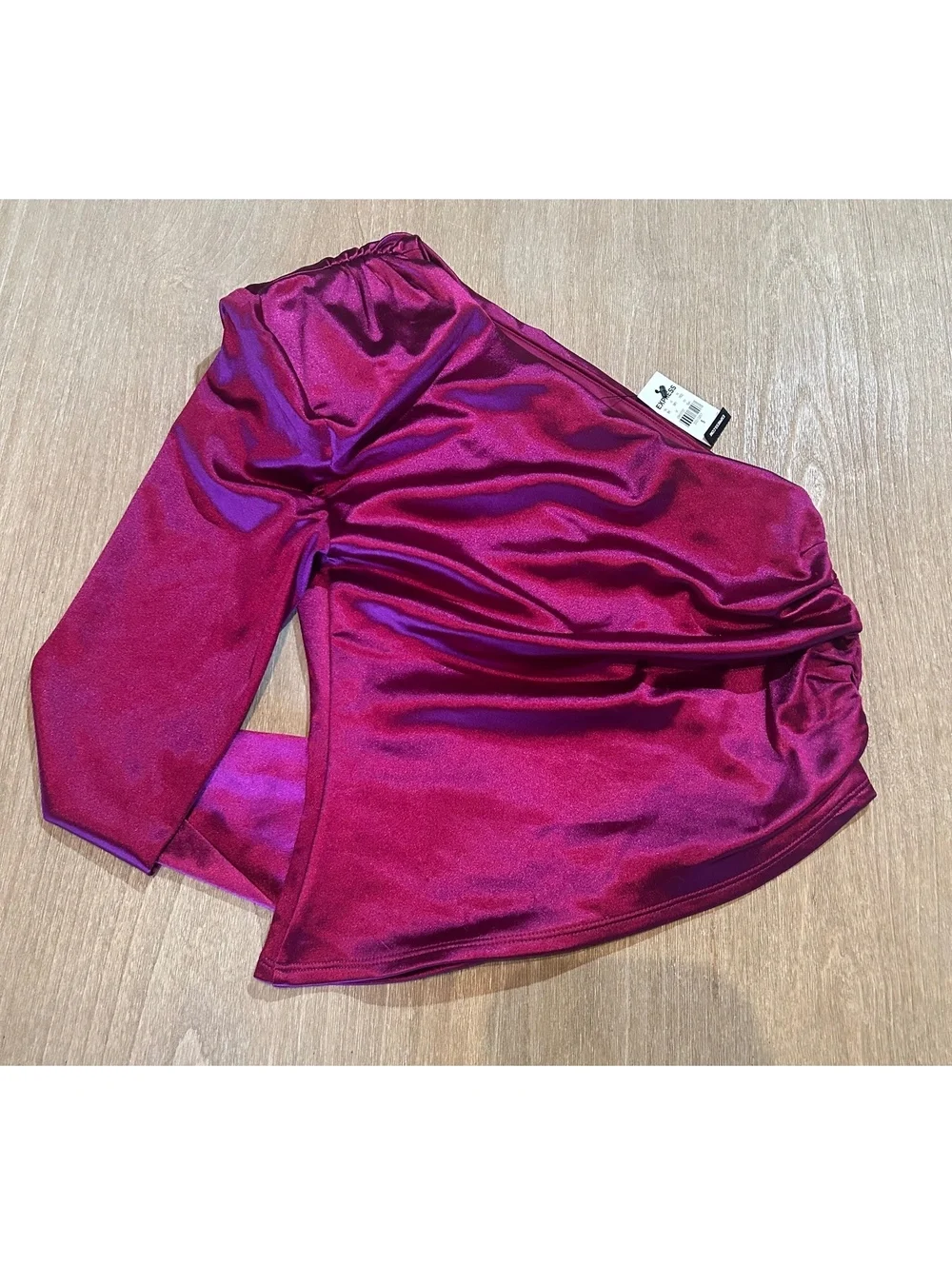 NWT Express Magenta 2-Piece Set – One-Shoulder Crop Top & Slit Midi Skirt Small